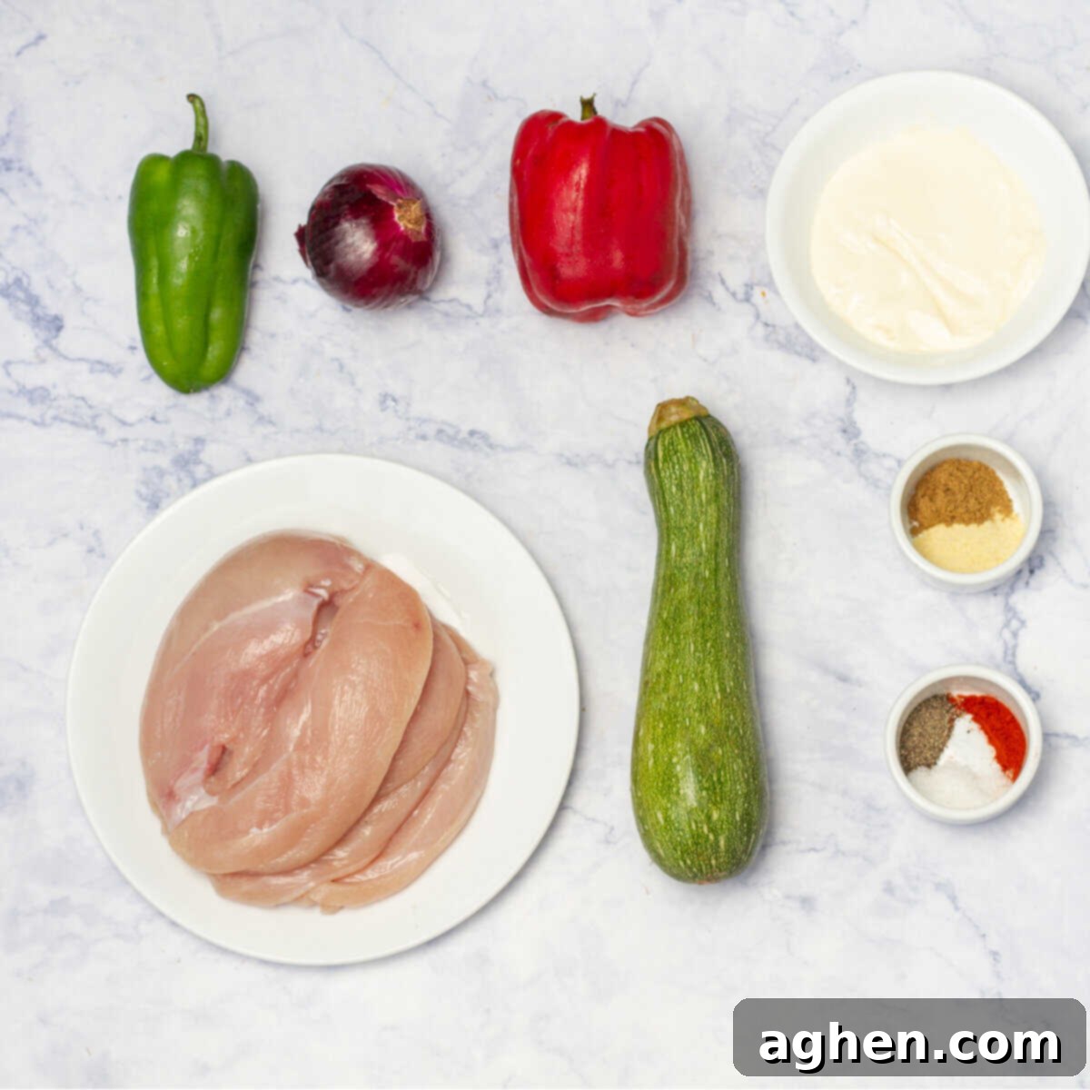 Zero-Point Deliciousness: Chicken Kebabs for Weight Watchers 3 Ingredients for Chicken Kebabs laid out