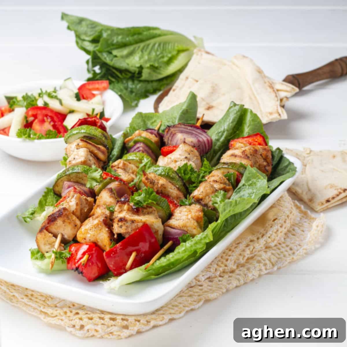 Zero-Point Deliciousness: Chicken Kebabs for Weight Watchers 9 Cooked Chicken Kebabs in wooden skewers, ready to be served