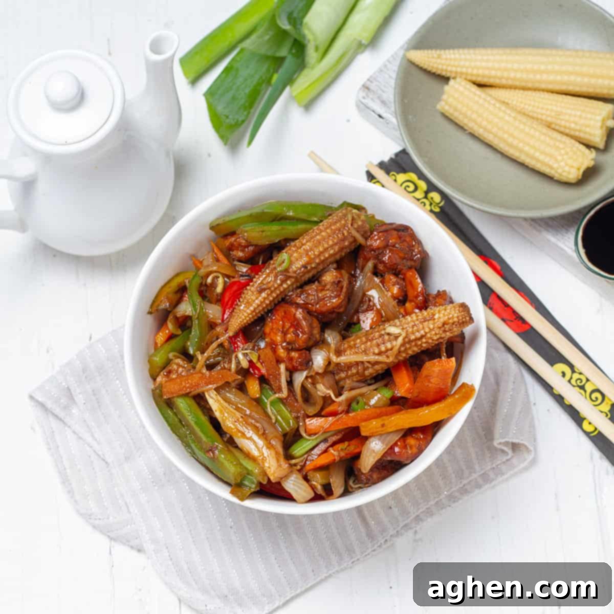 Shrimp Garden Medley 2 A vibrant bowl of freshly prepared Shrimp Chop Suey, garnished and ready to serve.