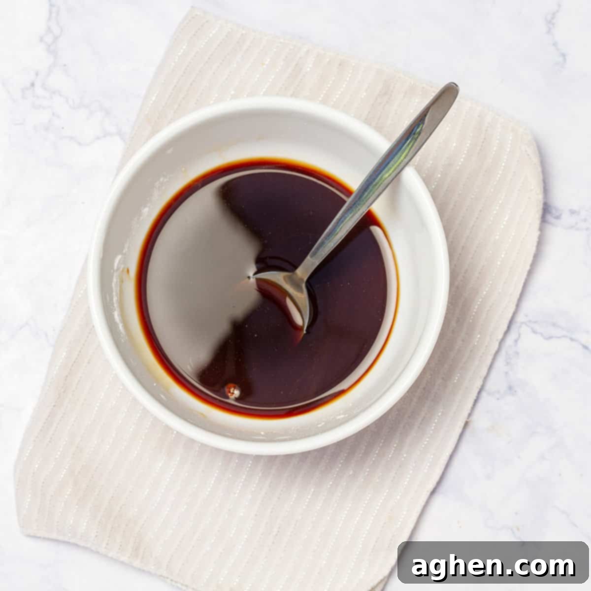 Shrimp Garden Medley 5 Cornstarch slurry being whisked in a small bowl, ready to thicken the sauce.