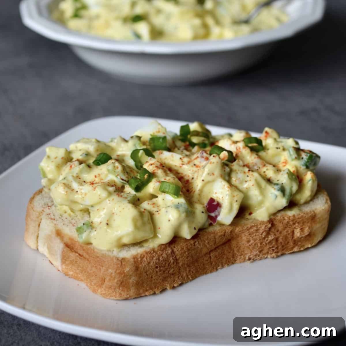 Light & Creamy Weight Watchers Egg Salad 6 Greek yogurt egg salad served on whole grain bread