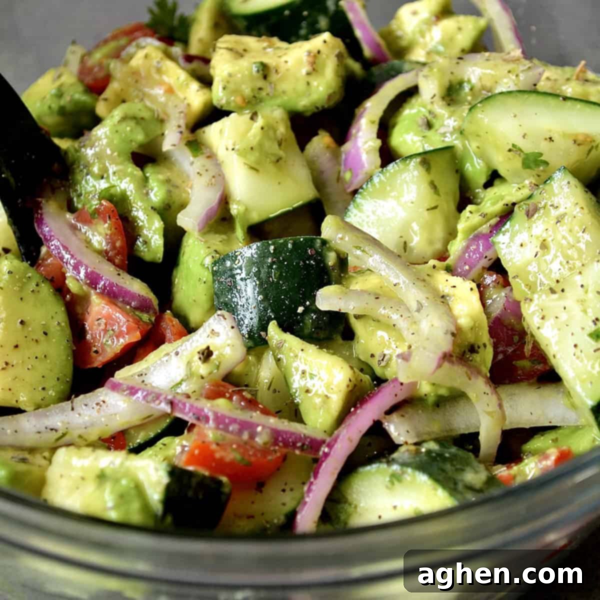 Light and Refreshing Cucumber Avocado: Your Summer Weight Watchers Staple 2 Close up of avocado cucumber salad