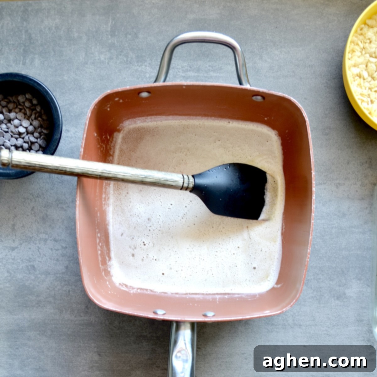 Melted marshmallows in a pot