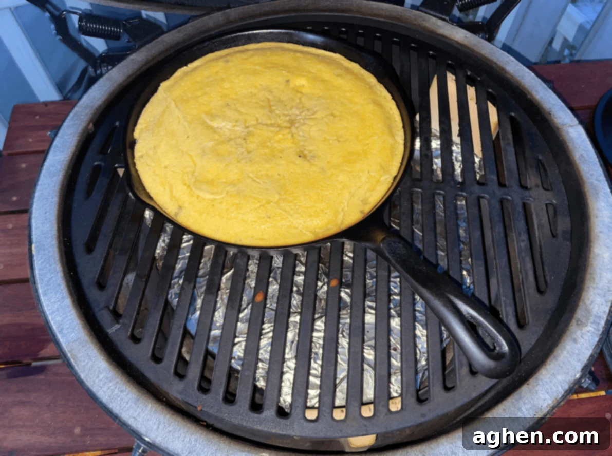 My Big Green Egg Only Fires Up For These August Recipes 2 cast iron skillet cornbread on big green egg