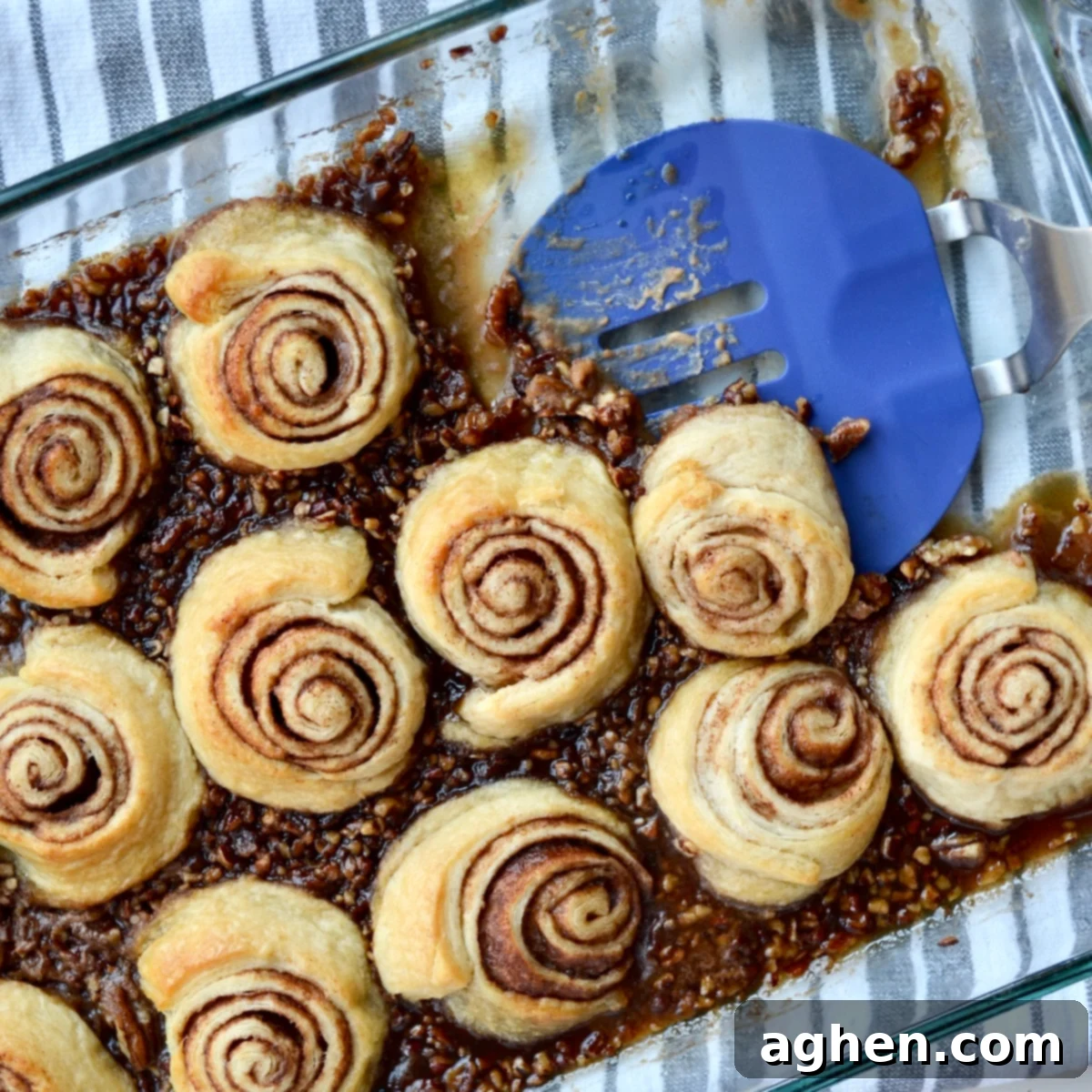 sticky buns in a baking dish