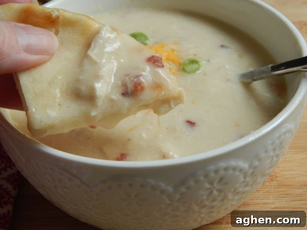 Creamy Chicken Alfredo Soup 3 Close-up of creamy Chicken Alfredo Soup