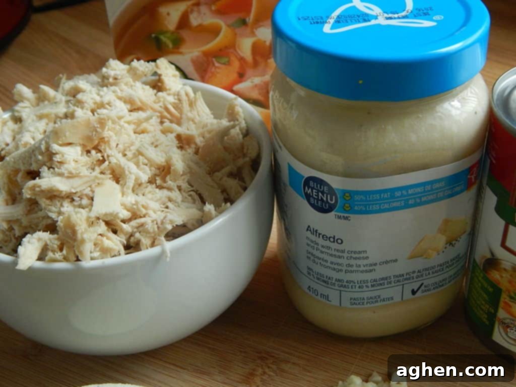 Creamy Chicken Alfredo Soup 6 Weight Watchers points listed with soup