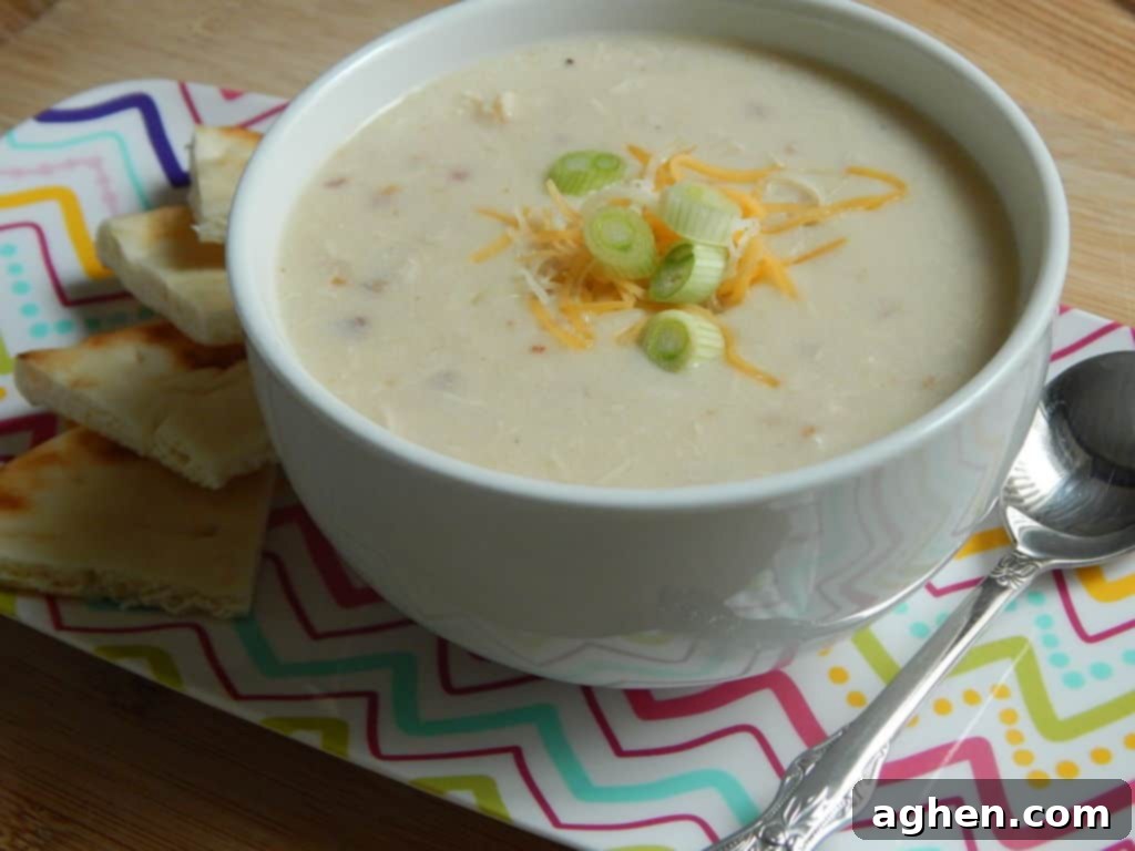 Creamy Chicken Alfredo Soup 8 Bowl of Chicken Alfredo Soup with spoon