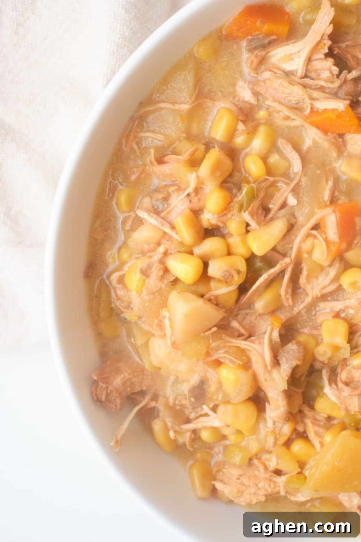 Bowl of chicken potato and corn chowder