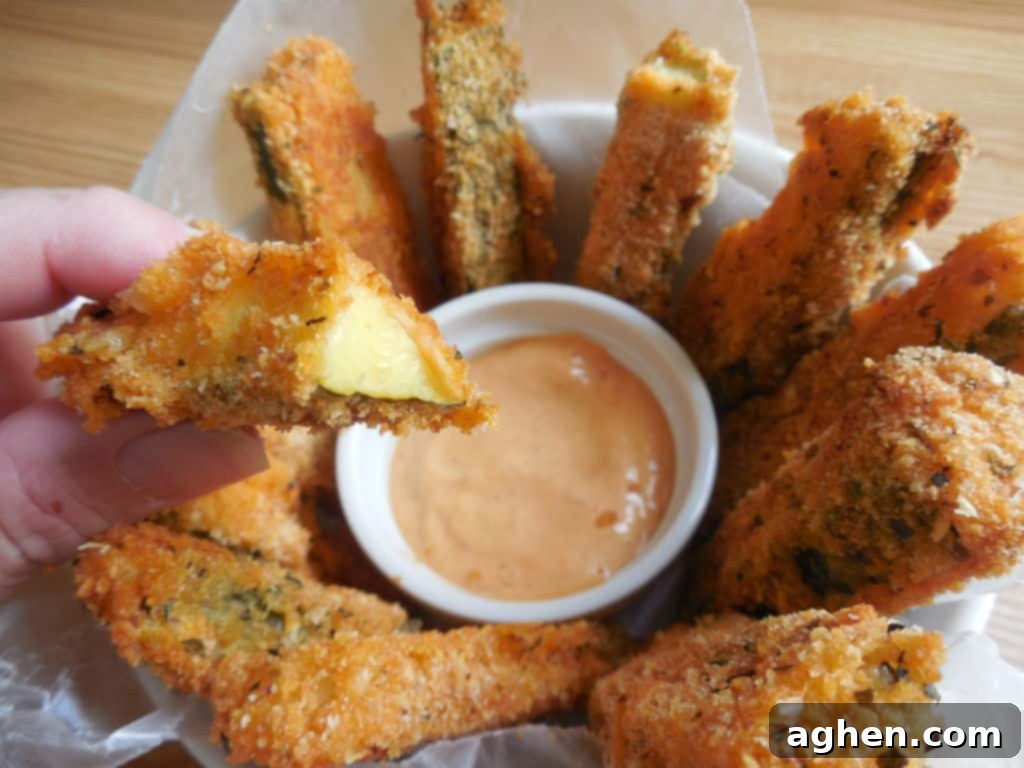 Kickin Ranch Zucchini Fries 3 Close-up of baked Spicy Ranch Zucchini Fries