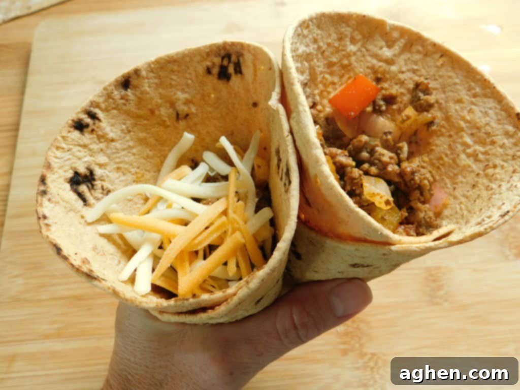 folded Flatout Flatbread with taco stuffing