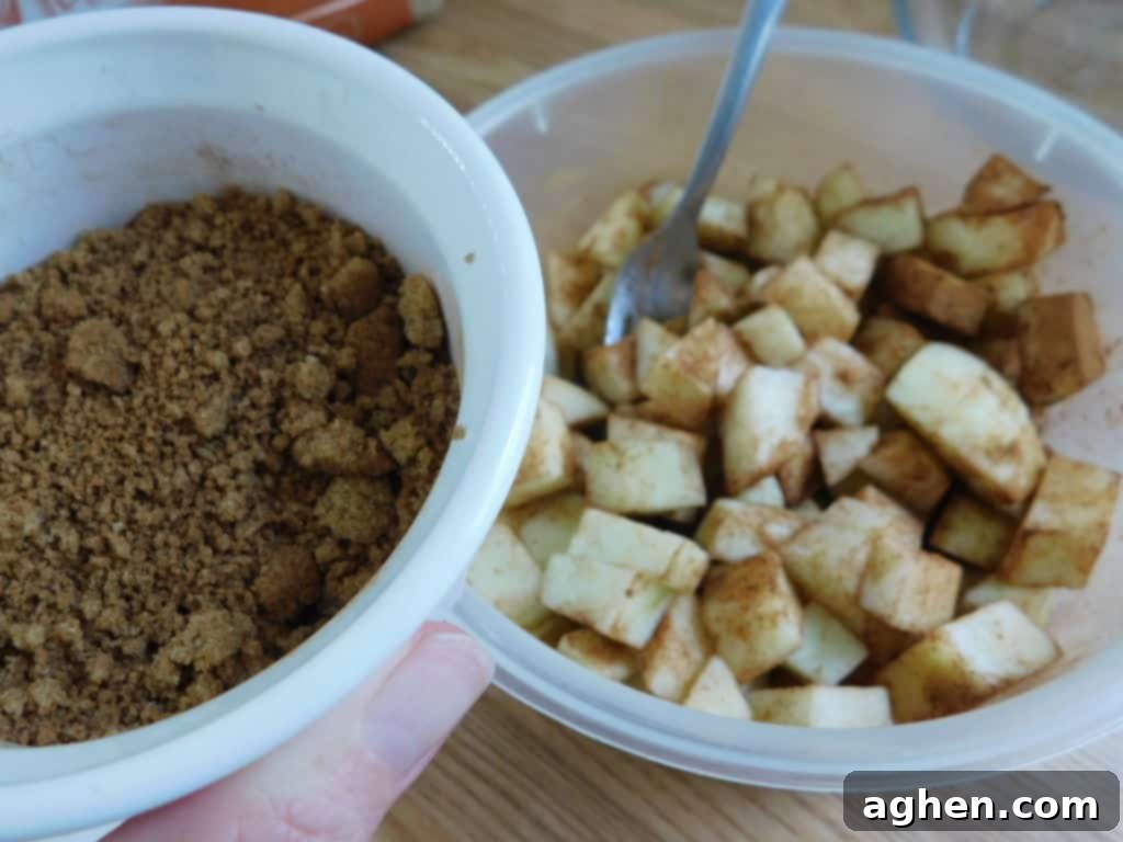 Cinnamon Swirl Apple Fritter Bread 3 Ingredients for Apple Fritter Bread laid out on a table