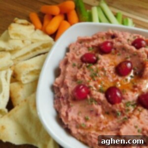 Sweet and Tangy Cranberry Hummus 2 Cranberry hummus with sides